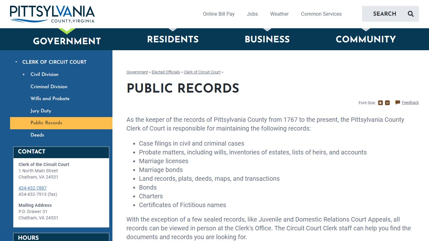 Public Records | Pittsylvania County, VA